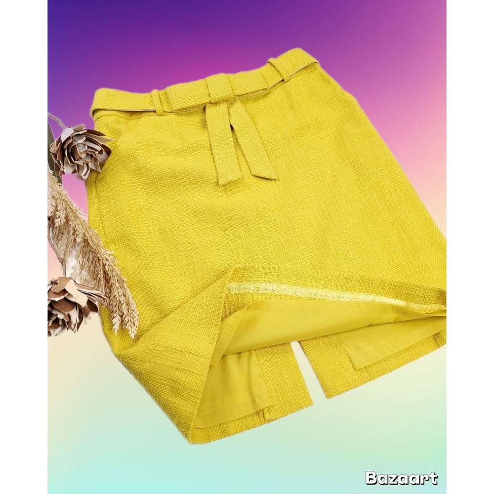 Etcetera Soleil Yellow Viscose Tweed
Belted Bow Skirt 2
